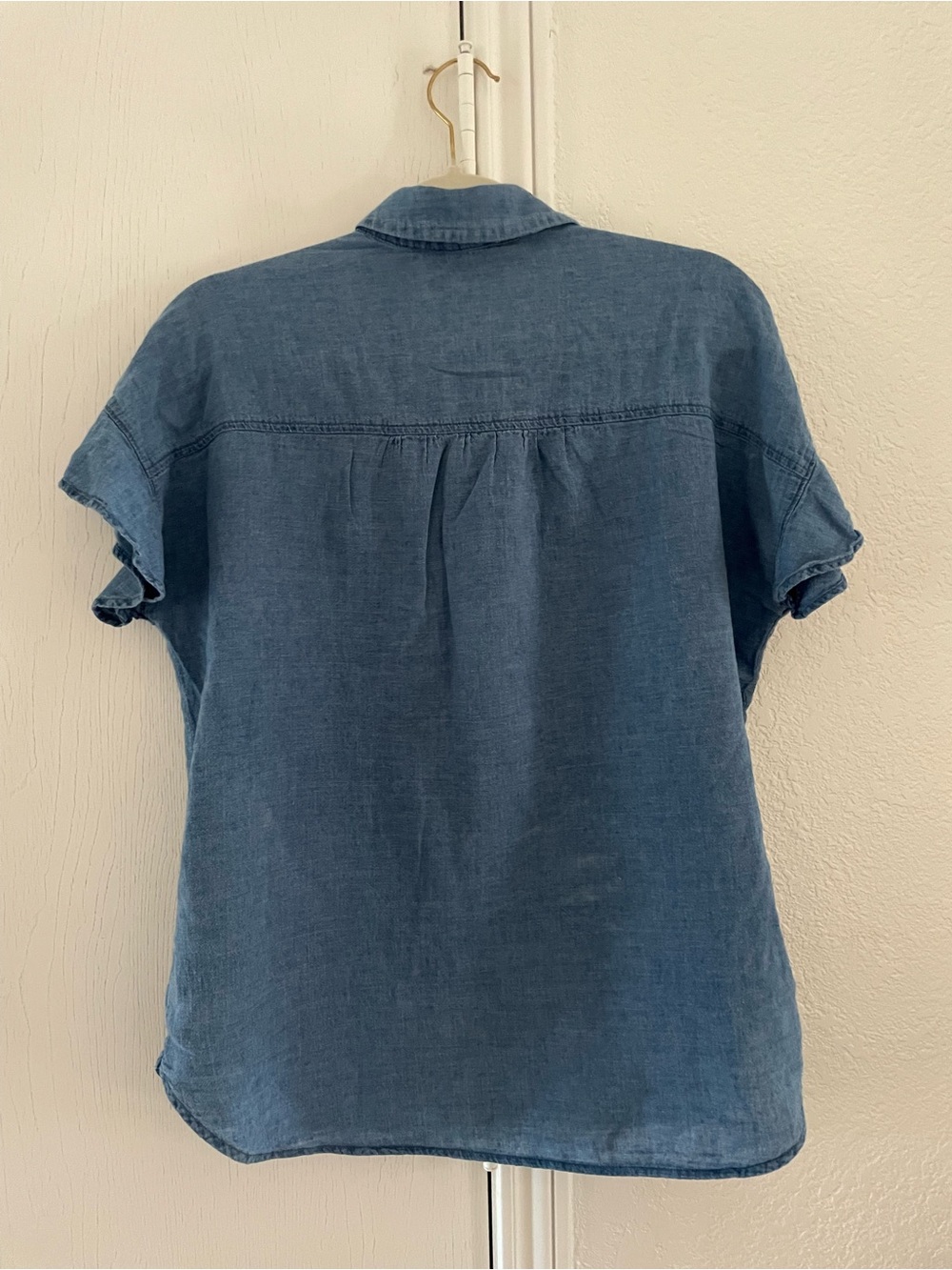 Madewell Central Ruffle-Sleeve linen cotton blend button down shirt, size small - Picture 6 of 7